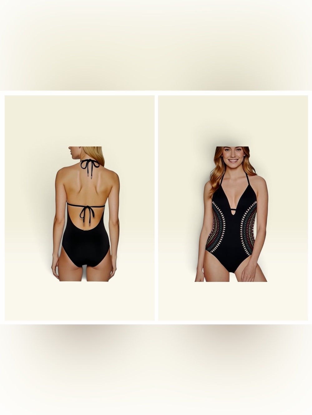 Laundry By Shelli Segal Black Embroidered Scoop Back Swimsuit Women's XL